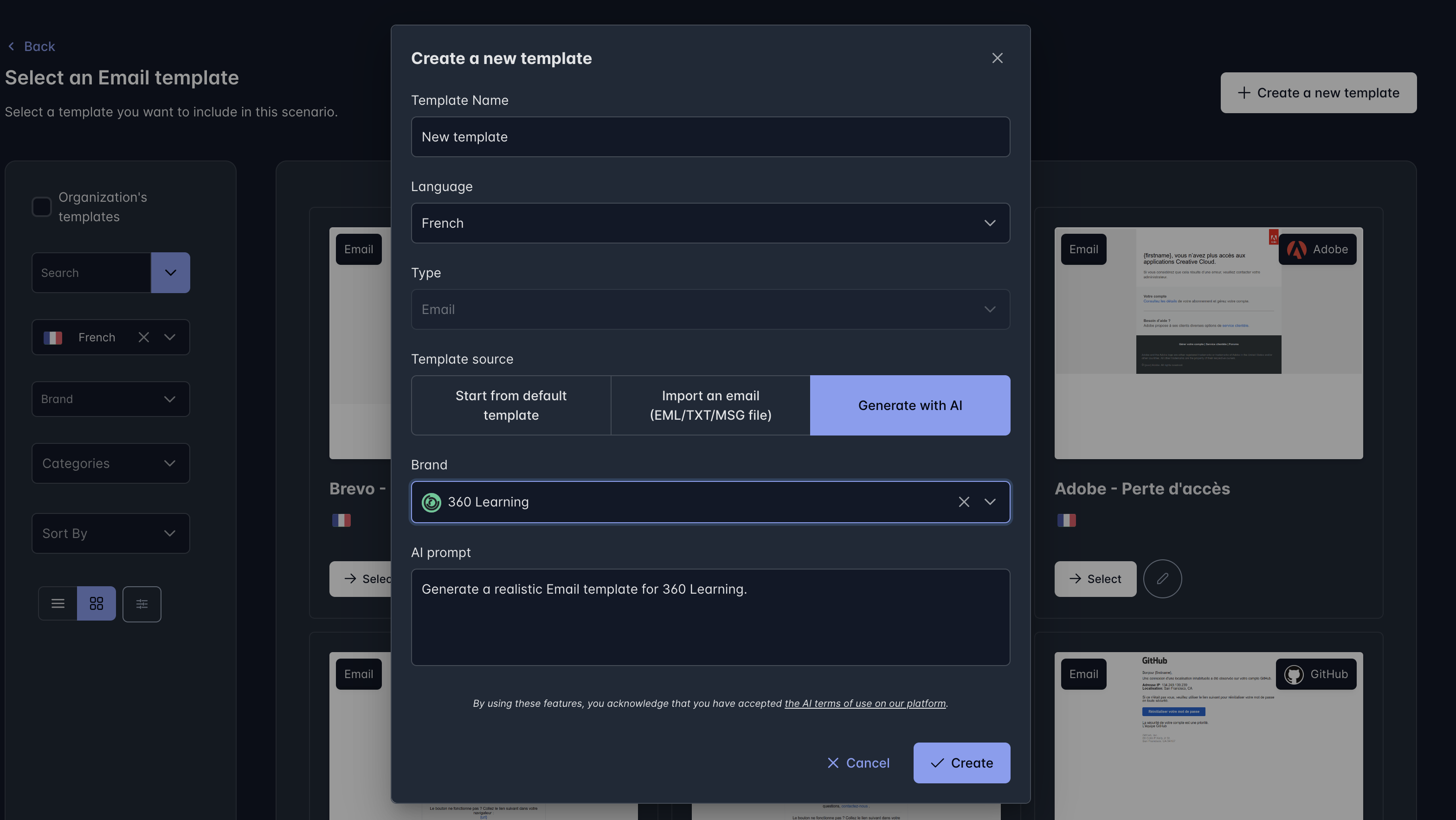 Création d'un scénario avec l'AI Studio