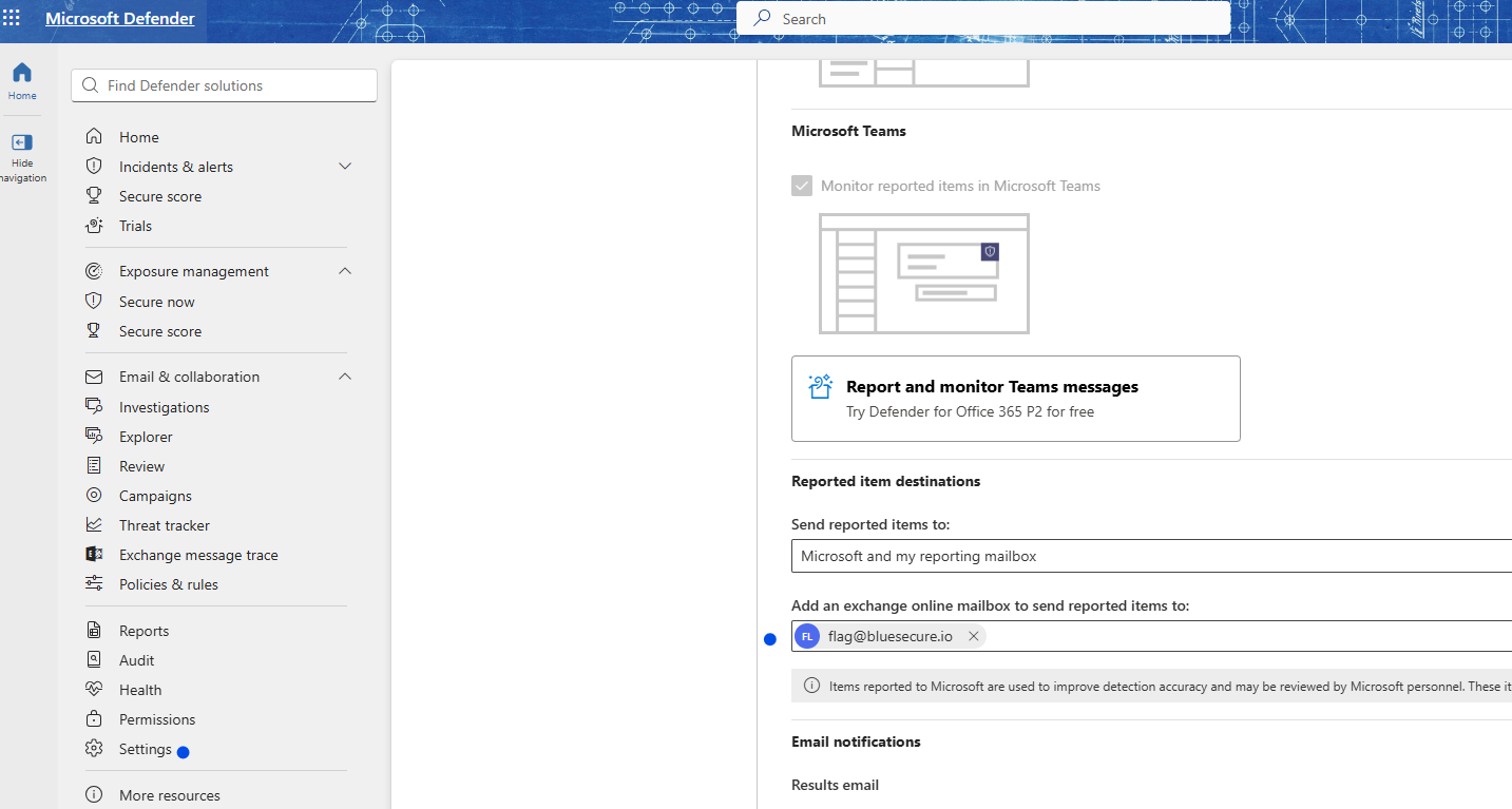 Paramètres signalés par l'utilisateur dans Microsoft Defender