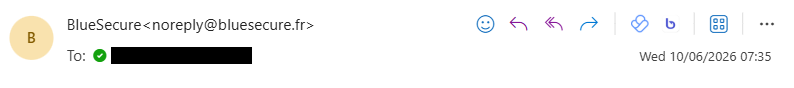 Bouton de signalement BlueSecure dans Outlook